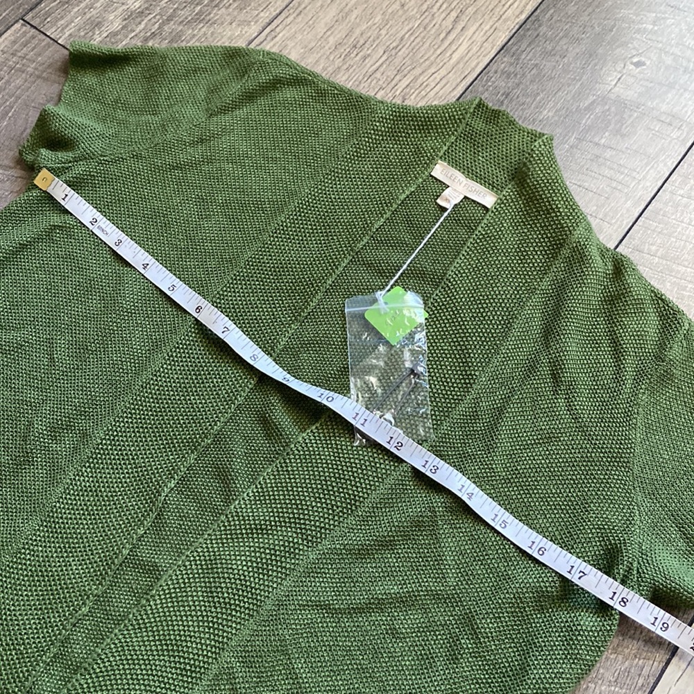 EILEEN FISHER Edamame Green 100% Hemp Open Front S/S Cardigan - Picture 7 of 9